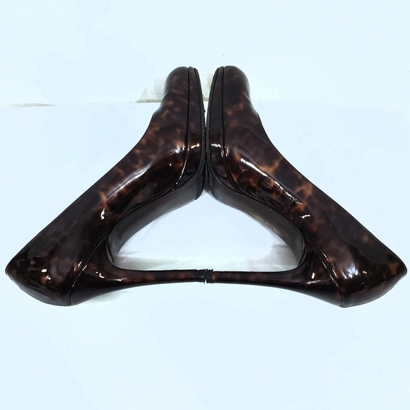 Stuart Weitzman Platsway Brown Patent Leather Marbled Platform Heels - Picture 5 of 8